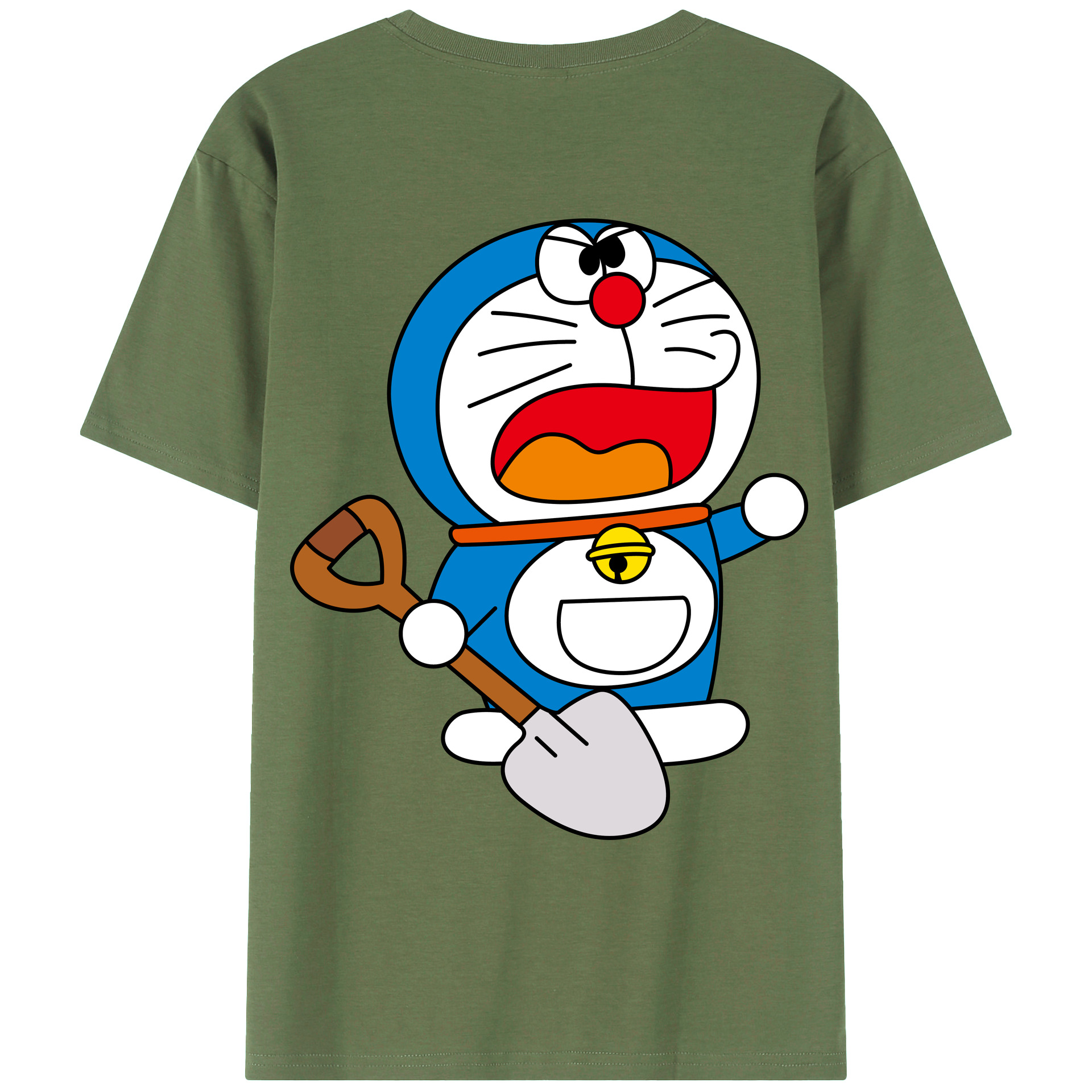 （画像用） ドラえもん Doraemon 綿100％ メンズ半袖Tシャツ（バックプリント） 通気性